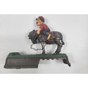Vintage Jockey Cast Iron Mechanical Coin Bank I Always Did Spise A Mule TESTED‎
